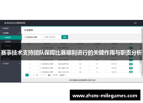 赛事技术支持团队保障比赛顺利进行的关键作用与职责分析